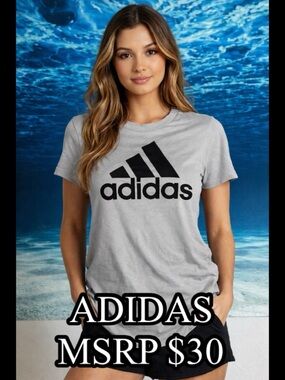 ☀️Adidas Womens Graphic T-Shirt Grey Black Logo Regular Fit KE6956 Size M NEW
